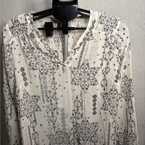 Maurices Cream and Black Patterned Blouse